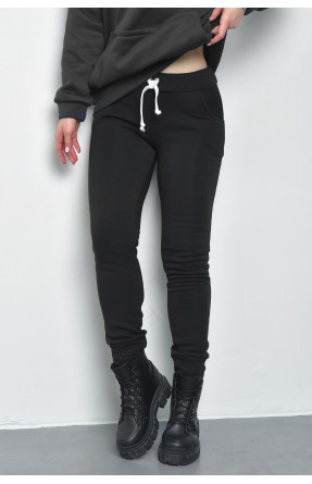 Спортивные штаны женские на флисе черного цвета 168650C