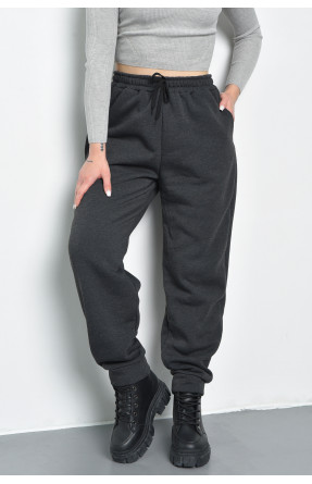 Спортивные штаны женские на флисе серого цвета 168651C