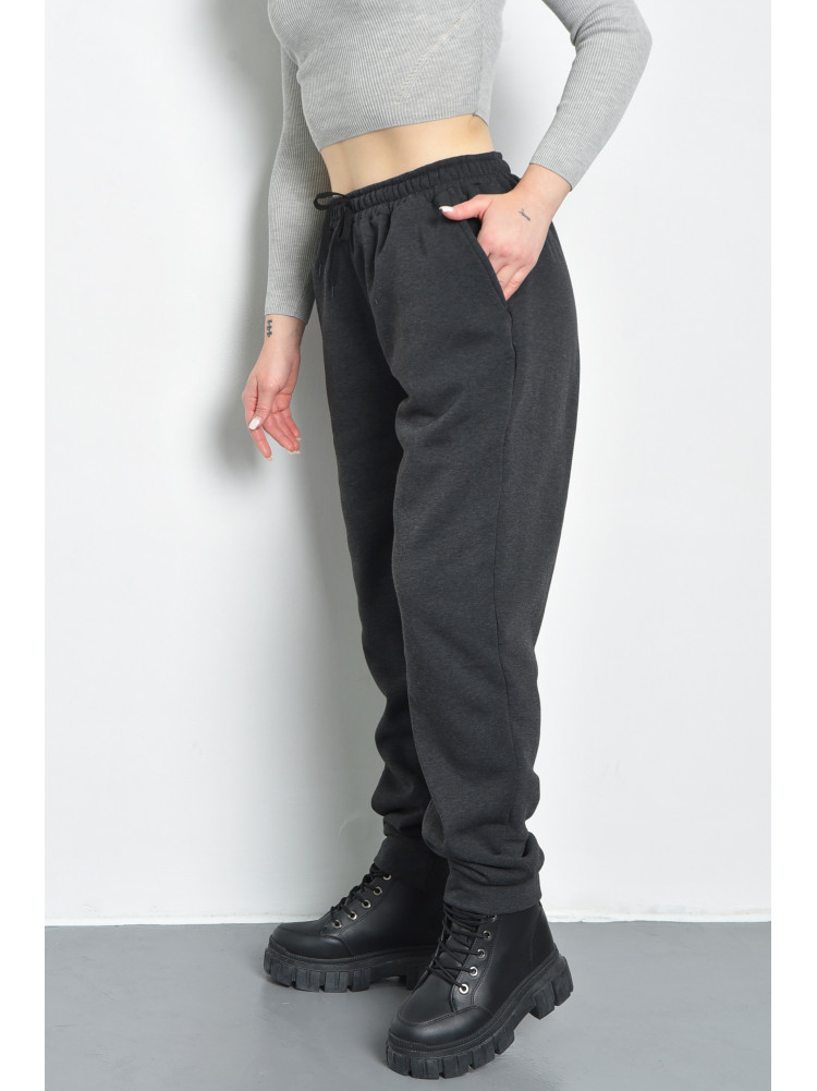 Спортивні штани жіночі на флісі сірого кольору 168651C