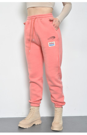 Спортивные штаны женские на флисе персикового цвета 21334 168669C