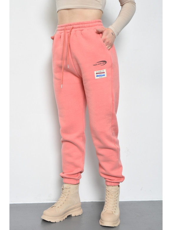 Спортивні штани жіночі на флісі персикового кольору 21334 168669C