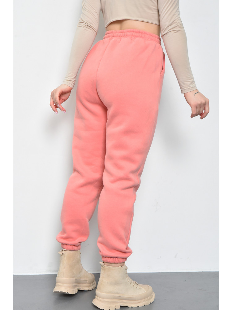 Спортивні штани жіночі на флісі персикового кольору 21334 168669C