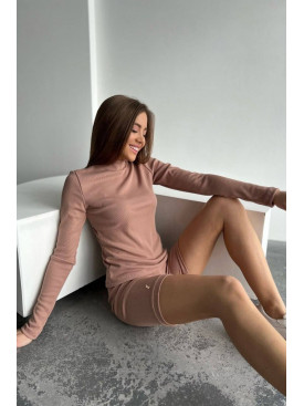 Велокостюм жіночий дрібний рубчик бежевого кольору 460 (009) 168709C