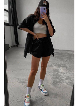 Коттоновый женский костюм черного цвета 360 168723C