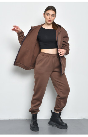 Спортивний костюм жіночий на флісі коричневого кольору 1155 168797C