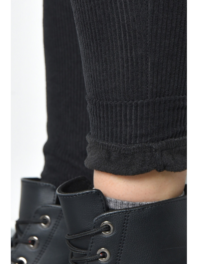 Спортивні штани жіночі вельветові на флісі чорного кольору RP102 168847C