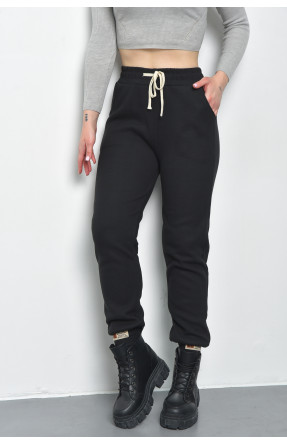 Спортивные штаны женские на флисе черного цвета K1125 168861C