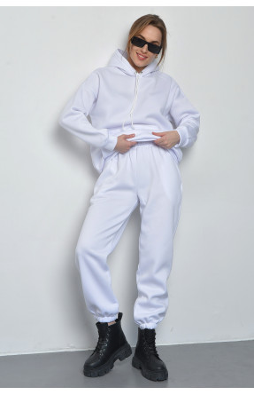 Спортивный костюм женский на флисе белого цвета 528 168867C