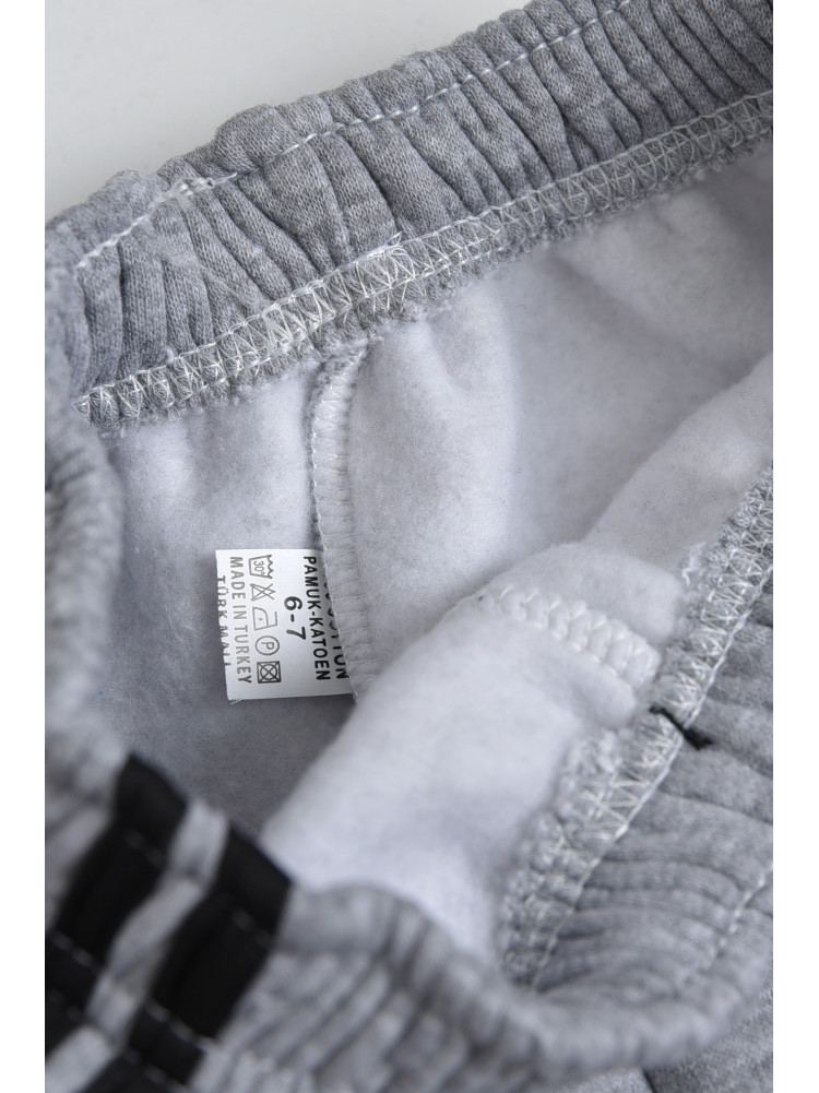 Спортивные штаны детские для мальчика на флисе серого цвета 168894C