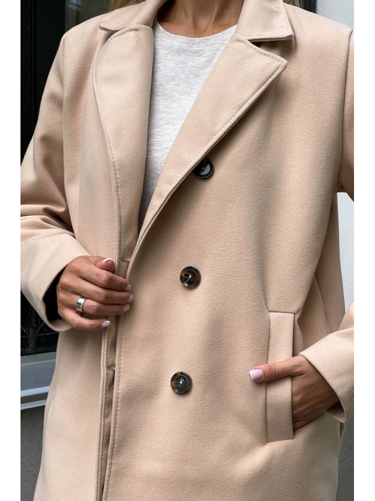 Женское кашемирое пальто бежевого цвета размер 42-46 168981C