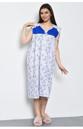 Нічна сорочка жіноча білого кольору з синіми вставками 169055C