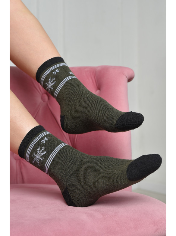 Шкарпетки махрові жіночі кольору хакі розмір 23-25(36-39) 169064C