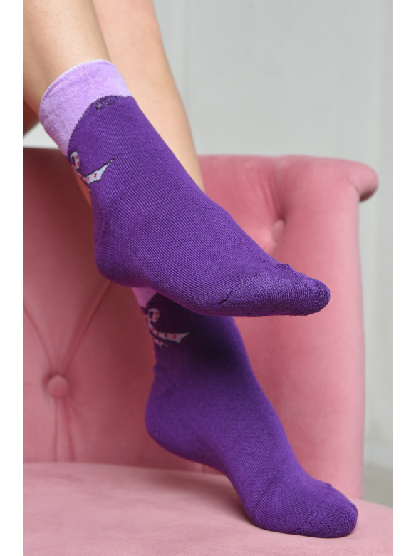 Шкарпетки махрові жіночі медичні без гумки фіолетового кольору розмір 36-41 6201 169090C