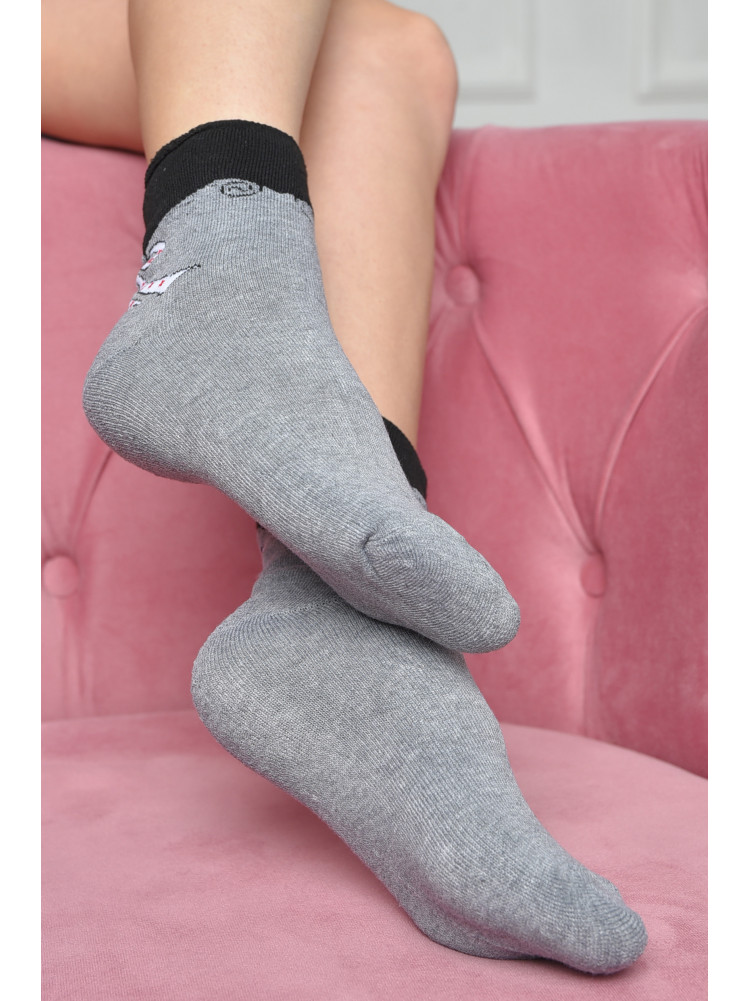 Шкарпетки махрові жіночі медичні без гумки сірого кольору розмір 36-41 6201 169092C