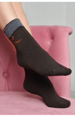 Шкарпетки махрові жіночі медичні без гумки коричневого кольору розмір 36-41 6201 169093C