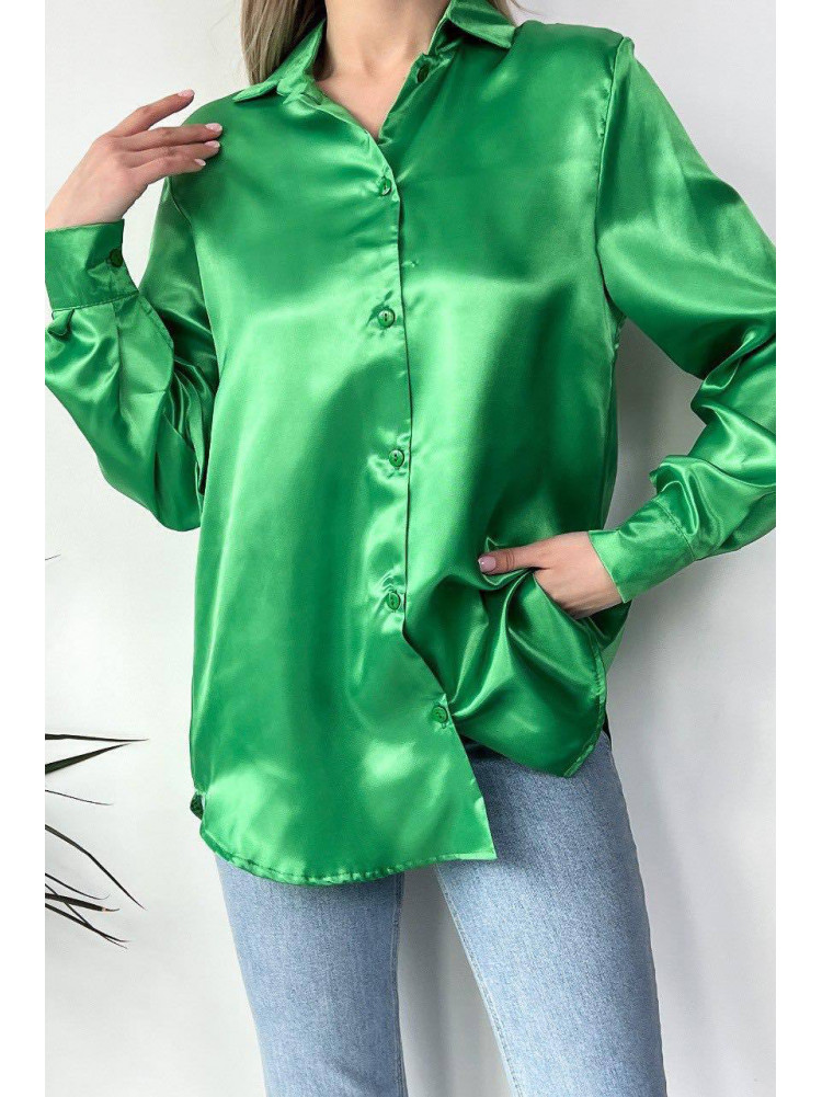 Рубашка женская атласная зеленого цвета 1624 169101C