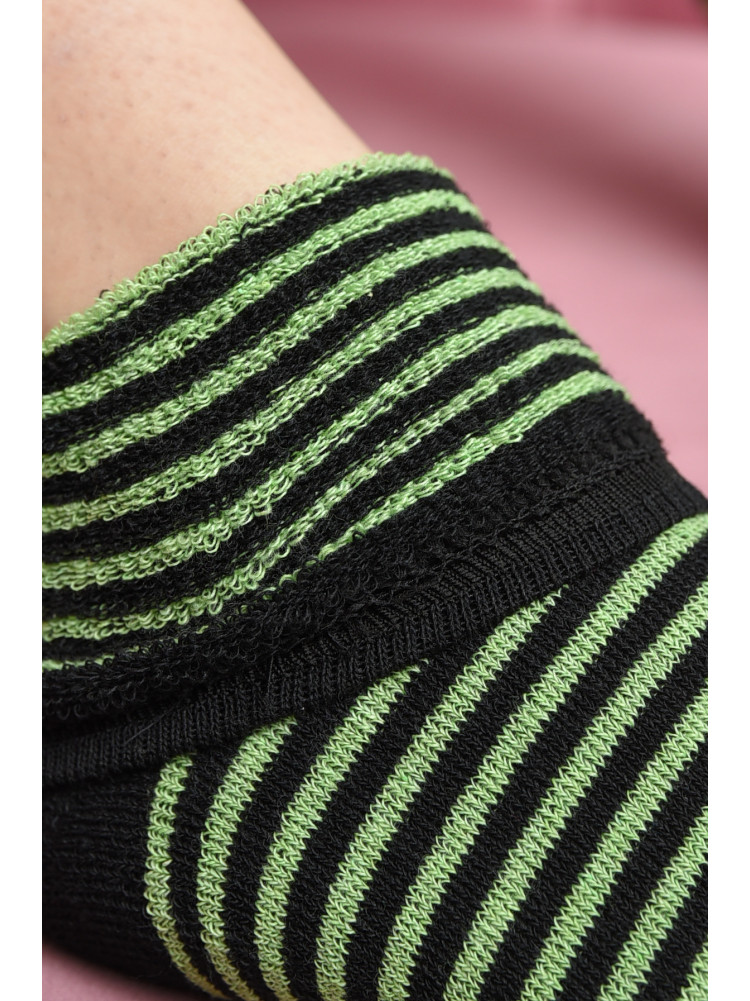 Носки махровые женские черного цвета с зеленой полоской размер 23-25(36-39) 169236C