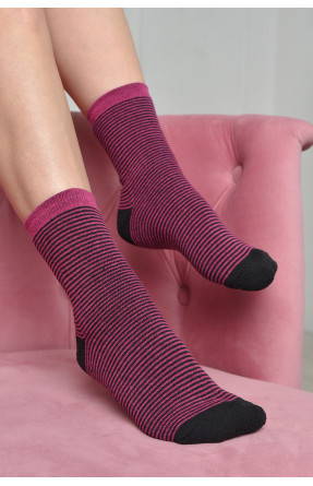 Шкарпетки махрові жіночі чорного кольору в рожеву смужку розмір 23-25(36-39) 169238C