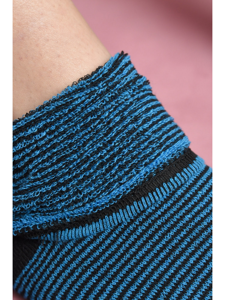 Шкарпетки махрові жіночі чорного кольору в блакитну смужку розмір 23-25(36-39) 169242C