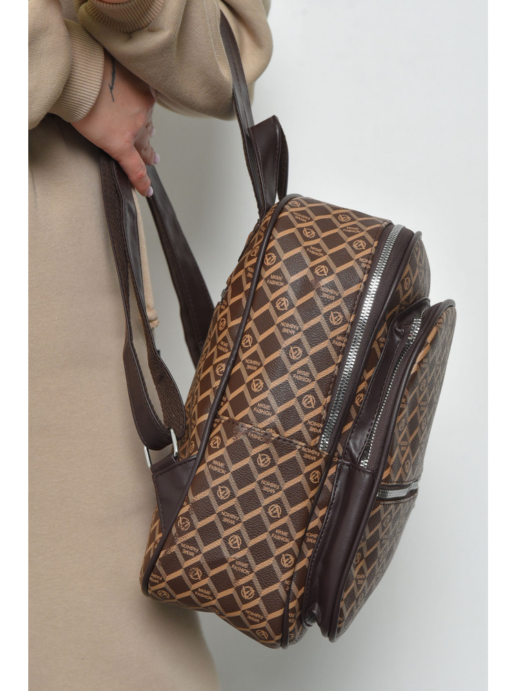Рюкзак жіночий з принтом коричневого кольору 223 169328C