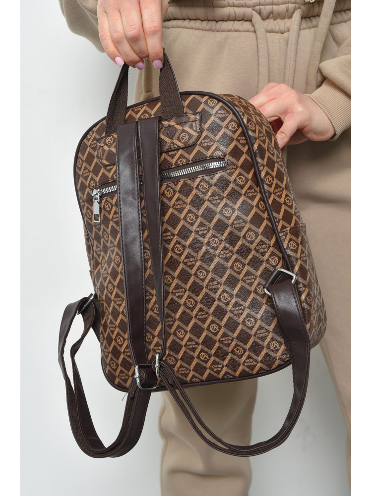 Рюкзак женский  с принтом коричневого цвета 223 169328C