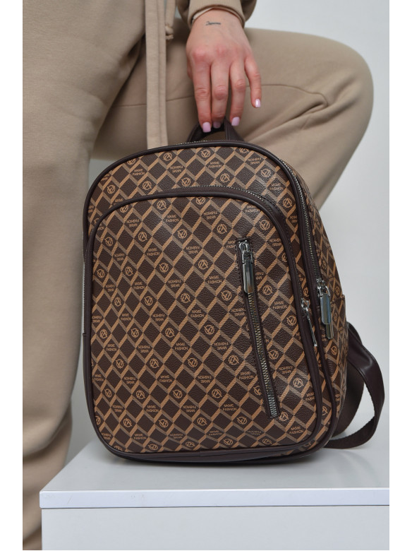 Рюкзак женский  с принтом коричневого цвета 222 169341C