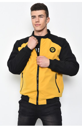 Куртка мужская демисезонная на меху черно-горчичного цвета 1111 169373C