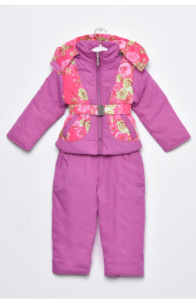 Куртка та напівкомбінезон дитячий для дівчинки єврозима фіолетового кольору F76T 169407C