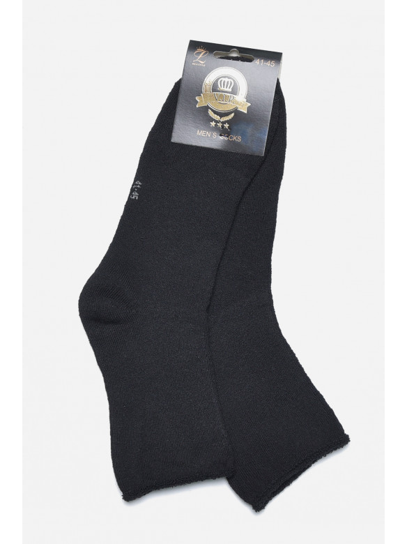 Шкарпетки чоловічи медичні махрові чорного кольору без гумки розмру 41-45 169424C