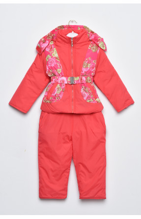 Куртка та напівкомбінезон дитячий для дівчинки єврозима коралового кольору F76T 169431C