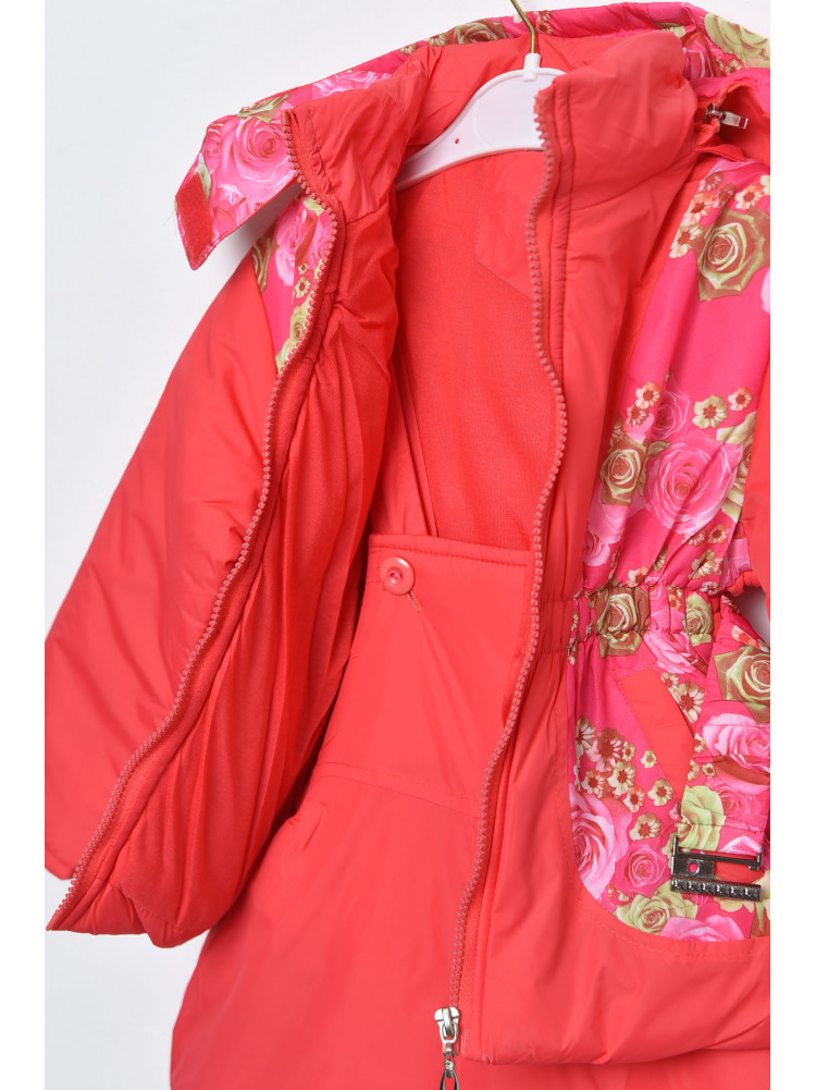 Куртка та напівкомбінезон дитячий для дівчинки єврозима коралового кольору F76T 169431C