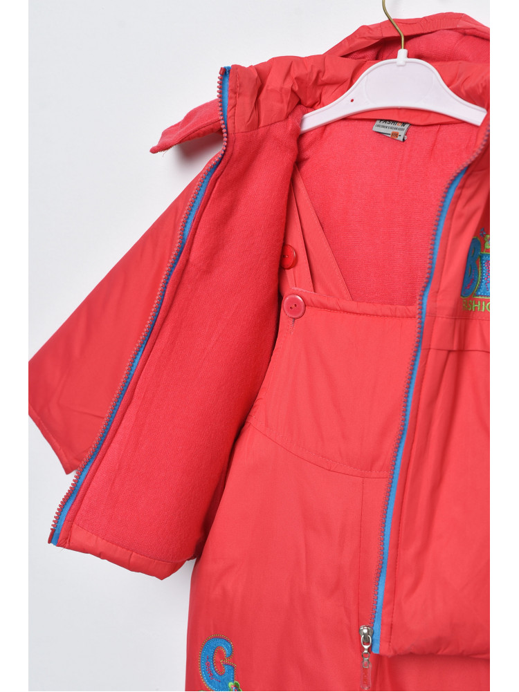 Куртка та напівкомбінезон дитячий для дівчинки єврозима темно-рожевого кольору 8908 169479C