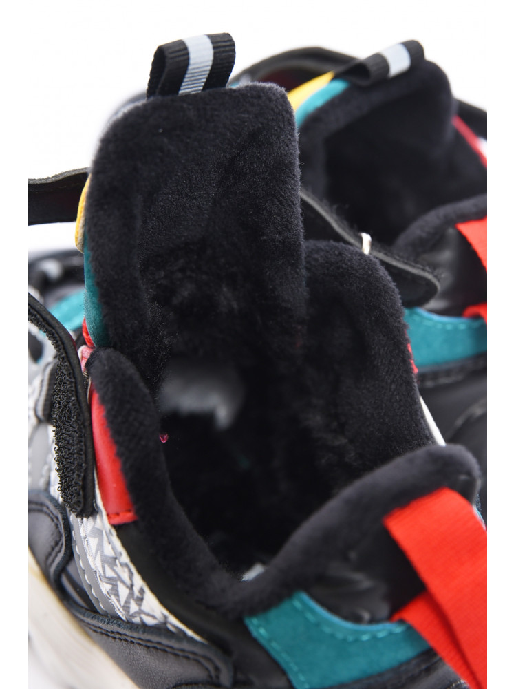 Кросівки дитячі для хлопчика на штучному хутрі чорного кольору 1222-1 169495C