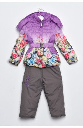Куртка та напівкомбінезон дитячий для дівчинки єврозима фіолетового кольору Т822 169526C