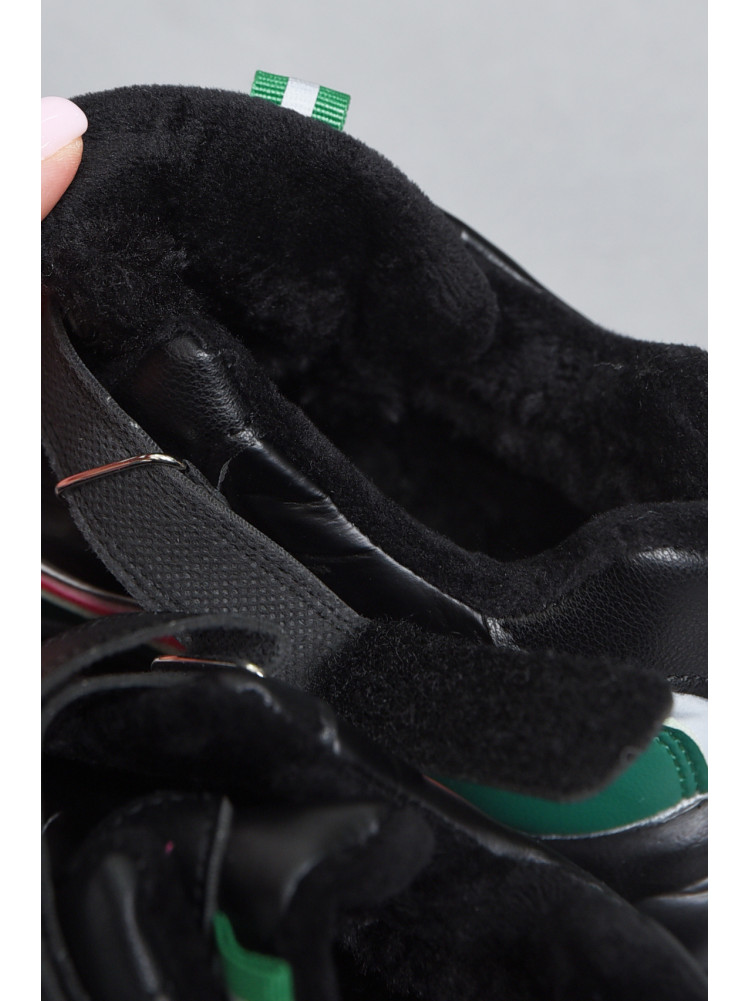 Кросівки дитячі для дівчинки на штучному хутрі чорного кольору 2230-1 169555C