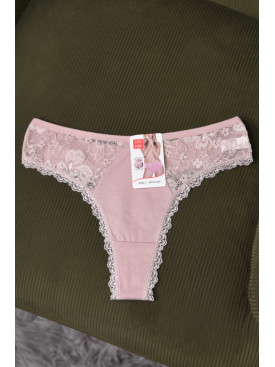 Стринги женские с гипюром пудрового цвета 1933 169675C