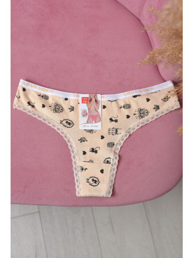 Стрінги жіночі з принтом бежевого кольору А3009 169683C