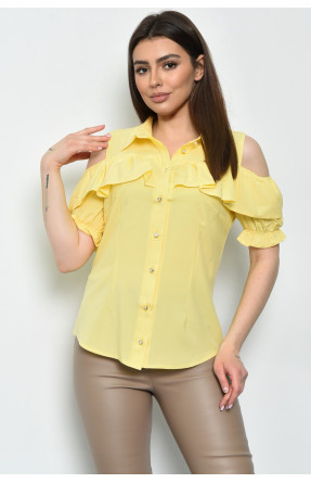 Блуза жіноча однотонна жовтого кольору 137886 169970C