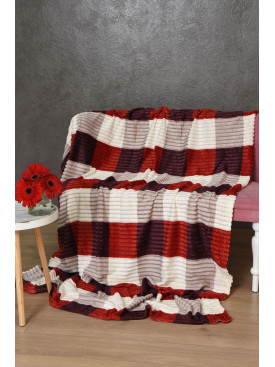 Плед бело-бордового цвета размер 150*200 169976C