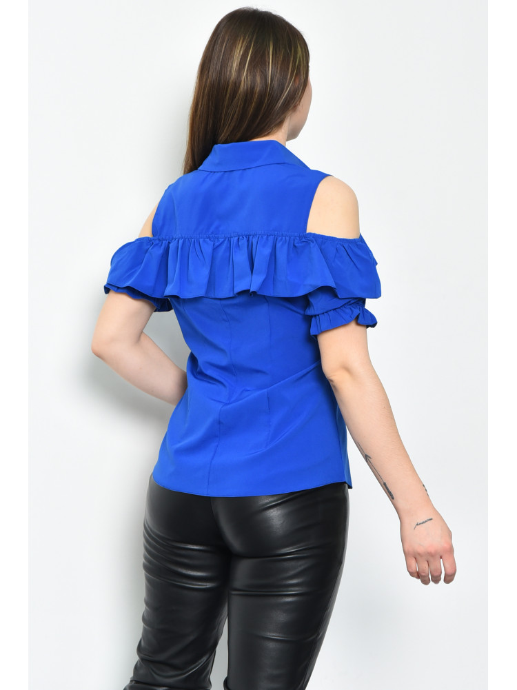 Блуза жіноча однотонна синього кольору 141074 169981C