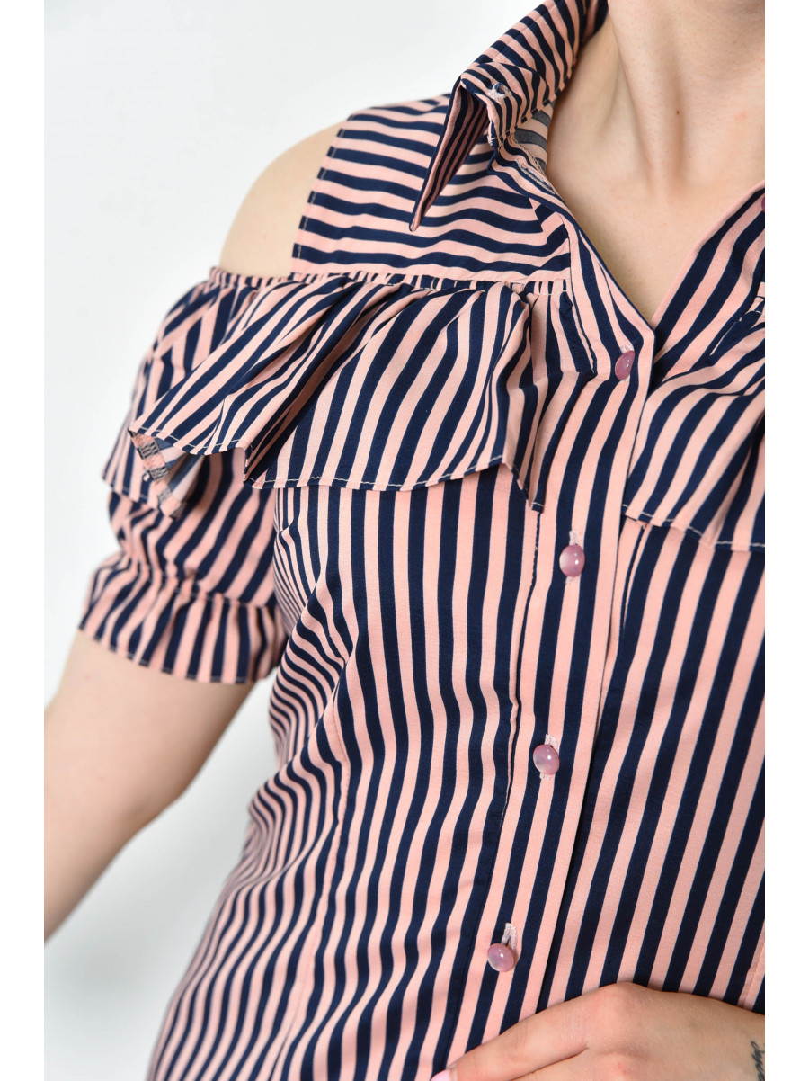 Блуза жіноча в смужку синьо-рожевого кольору 214662 169998C