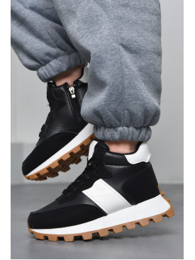 Кроссовки женские на меху черного цвета GM93-1 170011C