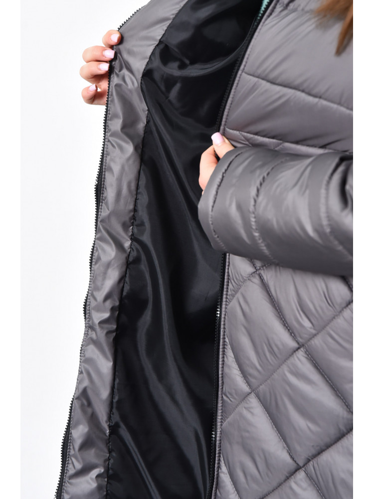 Куртка женская полубатальная еврозима серого цвета 170015C
