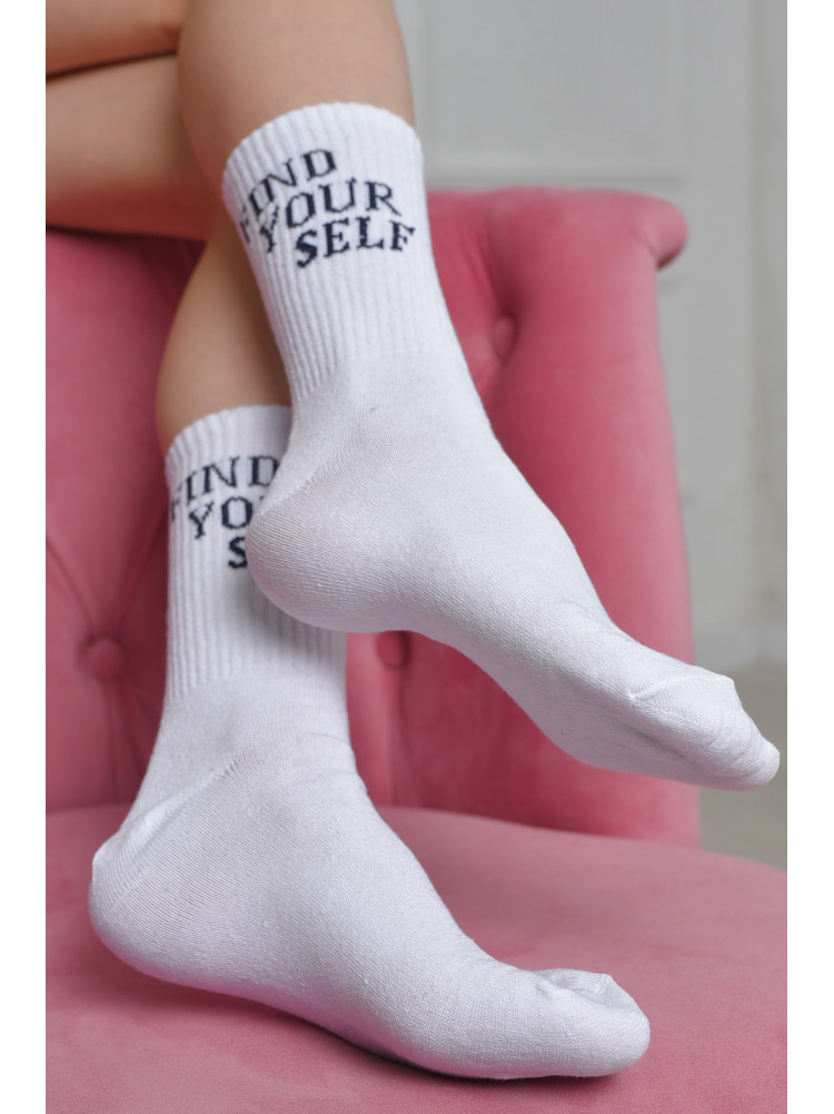 Шкарпетки жіночі високі білого кольору розмір 36-40 170097C