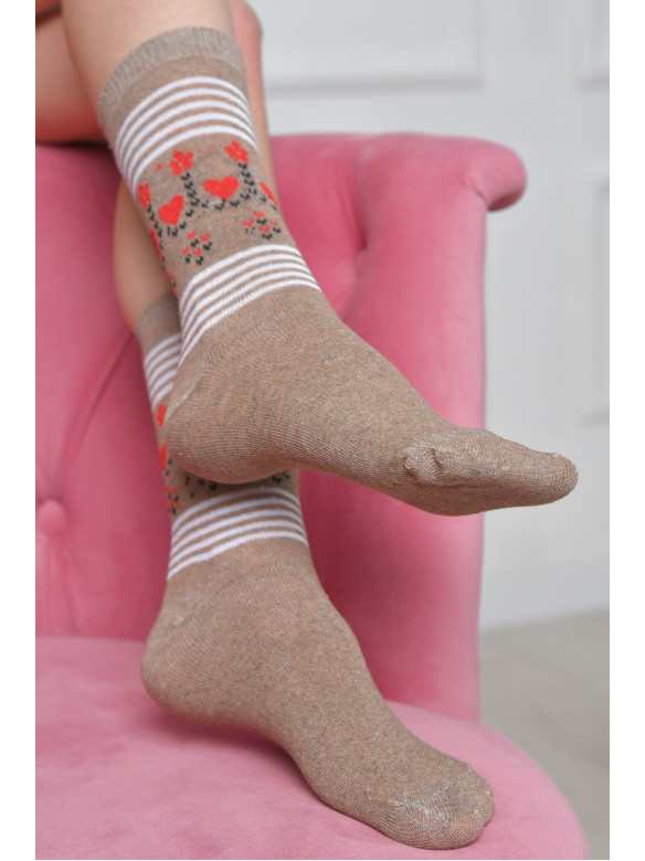 Шкарпетки жіночі з малюнком коричневого кольору розмір 36-40 170112C