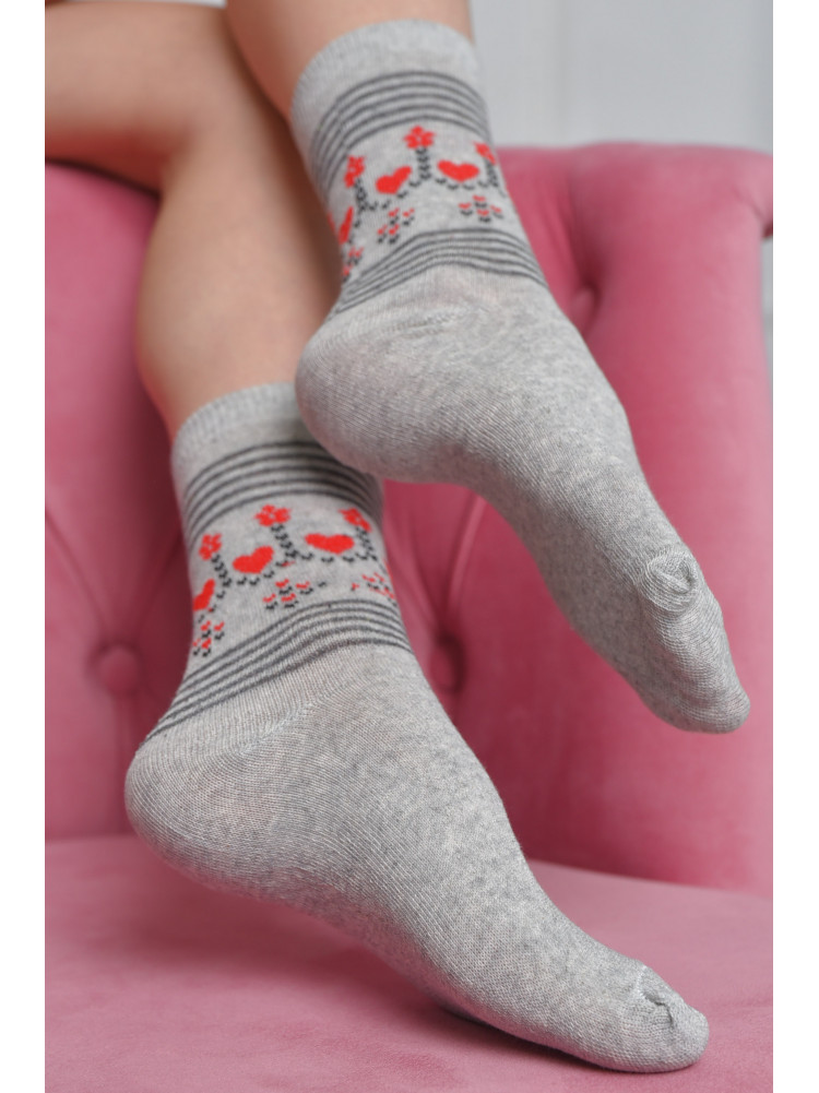 Шкарпетки жіночі з малюнком сірого кольору розмір 36-40 170122C