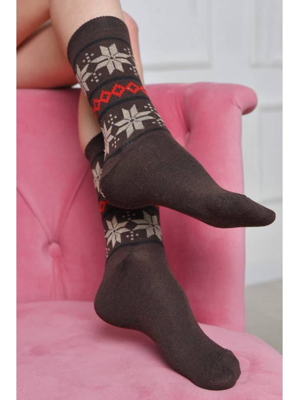 Шкарпетки жіночі з малюнком темно-коричневого кольору розмір 36-40 170130C