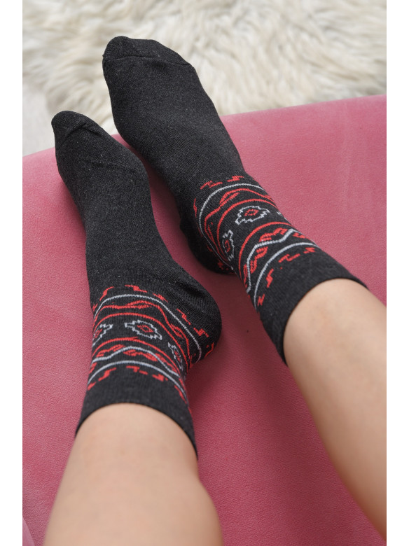 Шкарпетки жіночі з малюнком темно-сірого кольору розмір 36-40 170145C