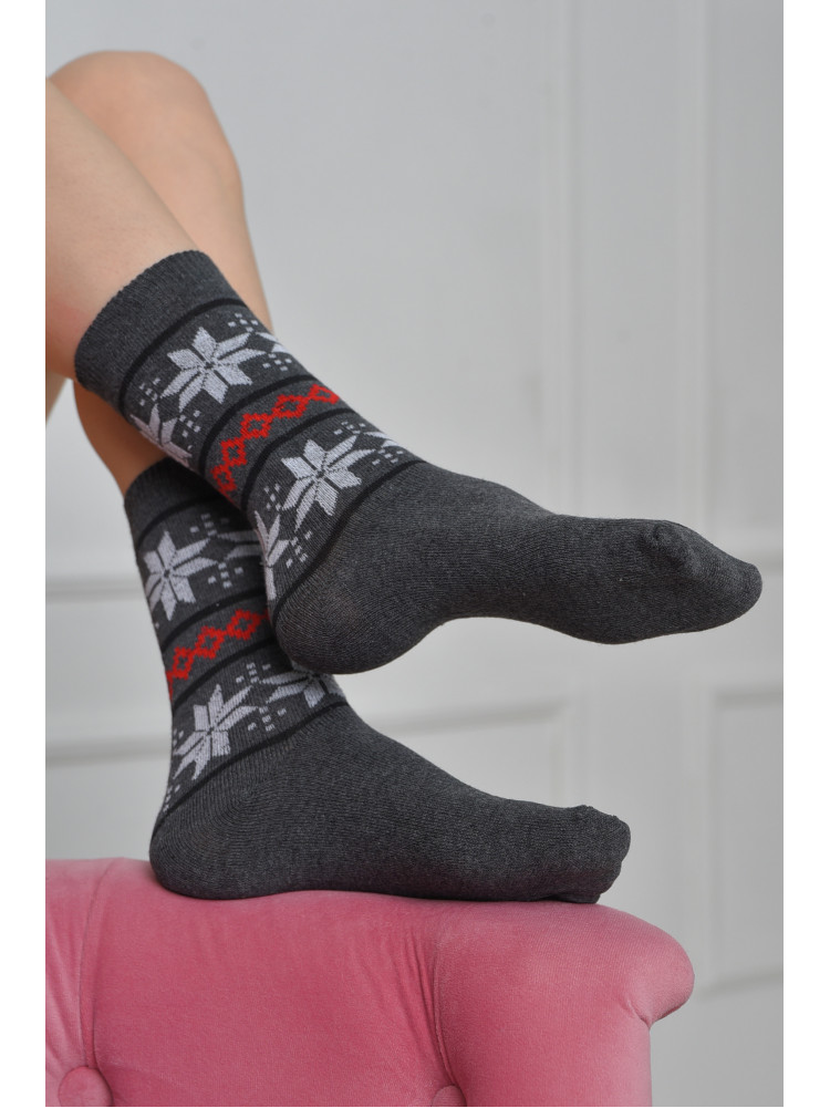 Шкарпетки жіночі з малюнком темно-сірого кольору розмір 36-40 170147C