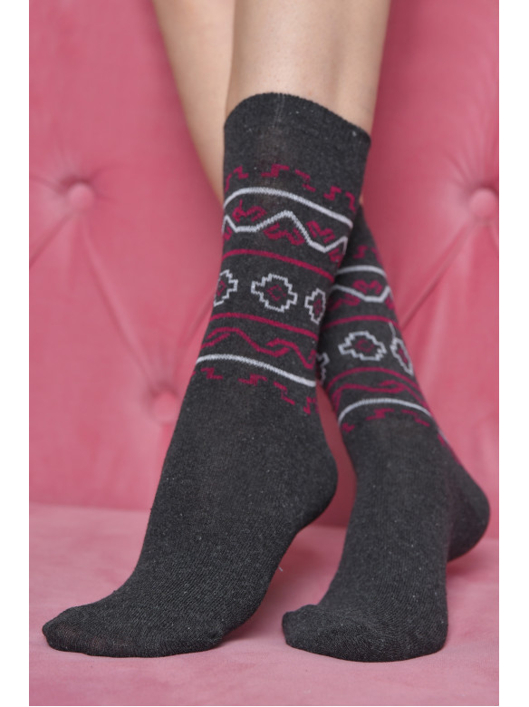 Шкарпетки жіночі з малюнком темно-сірого кольору розмір 36-40 170152C